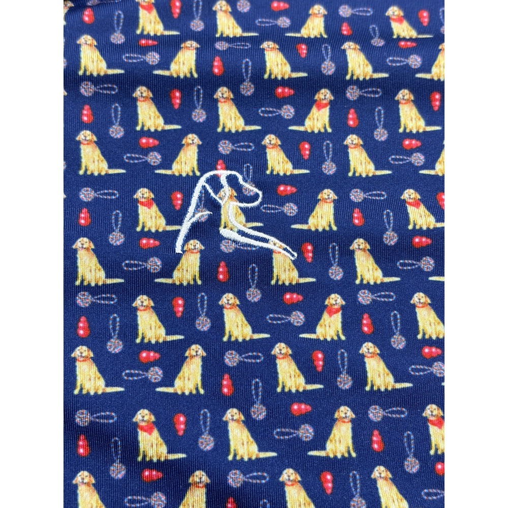 Rhoback Mens XL Golden Retriever Performance Polo Shirt Navy Blue Short Sleeve